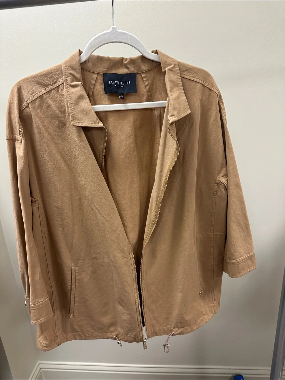 Lafayette 148 New York Tan Drawstring Utility Jacket